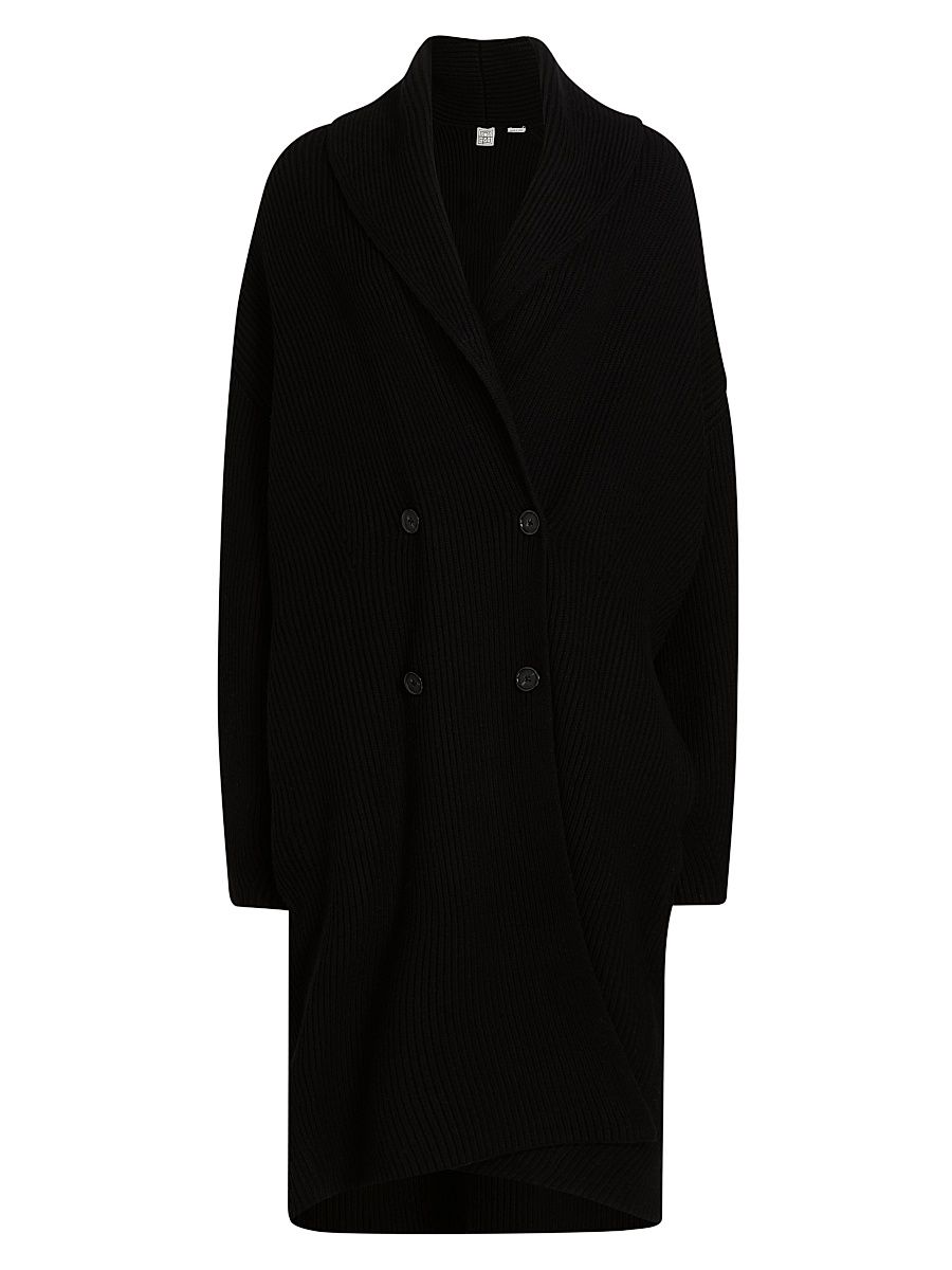 Women's Shawl Wool Cocoon Cardigan - Black - Size XL