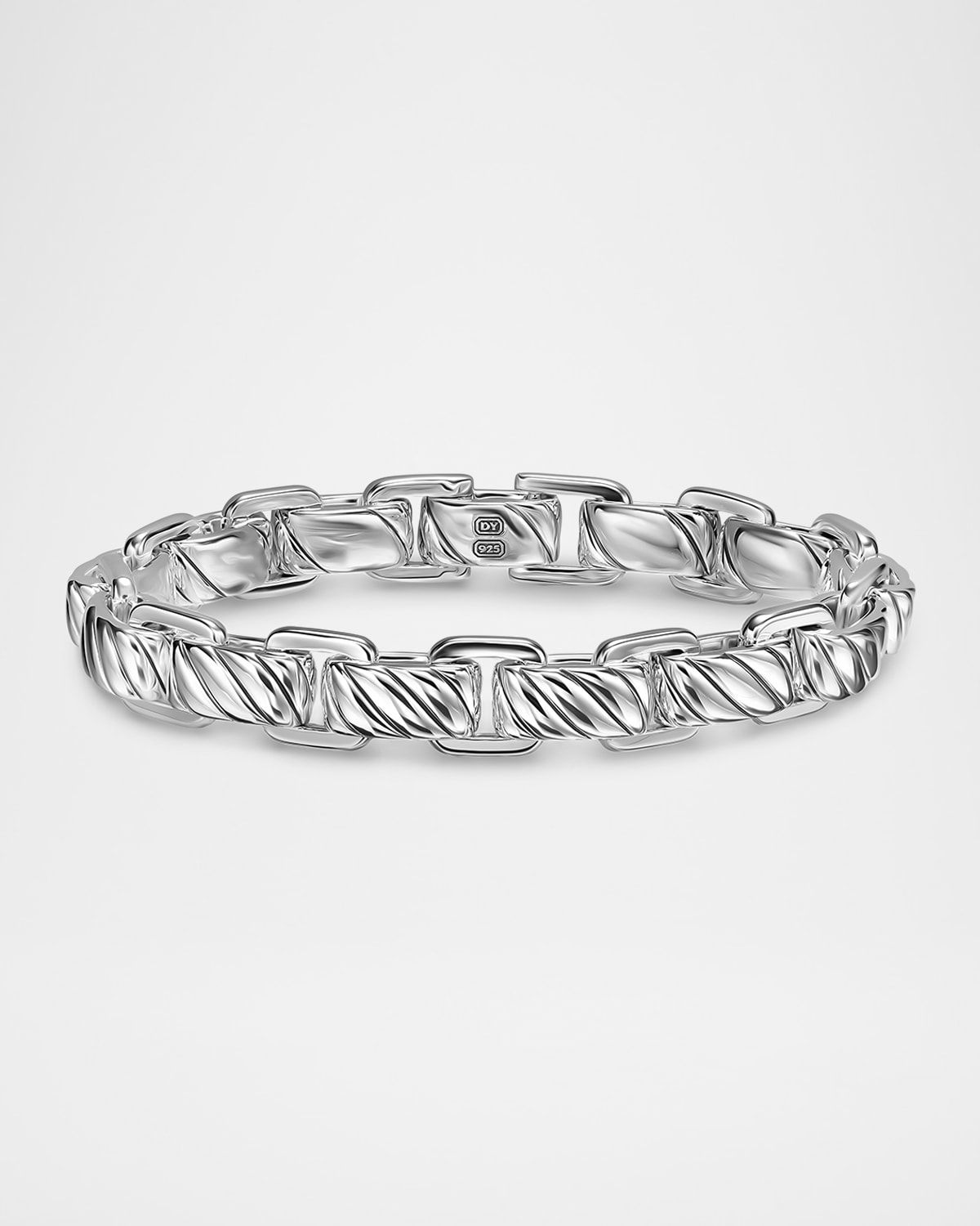 Men & apos;s Sculpted Cable Link Bracelet in Silver, 12mm