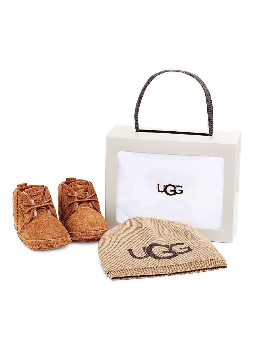 Baby's Neumel Booties & Ugg Beanie Gift Set - Chestnut - Size 2 (Baby)