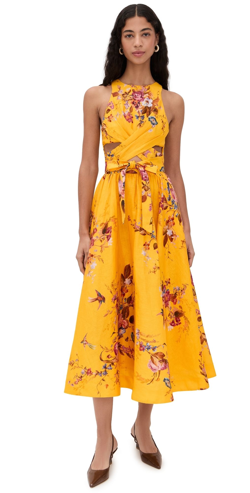 Zimmermann Patience Midi Dress Mustard Floral 0