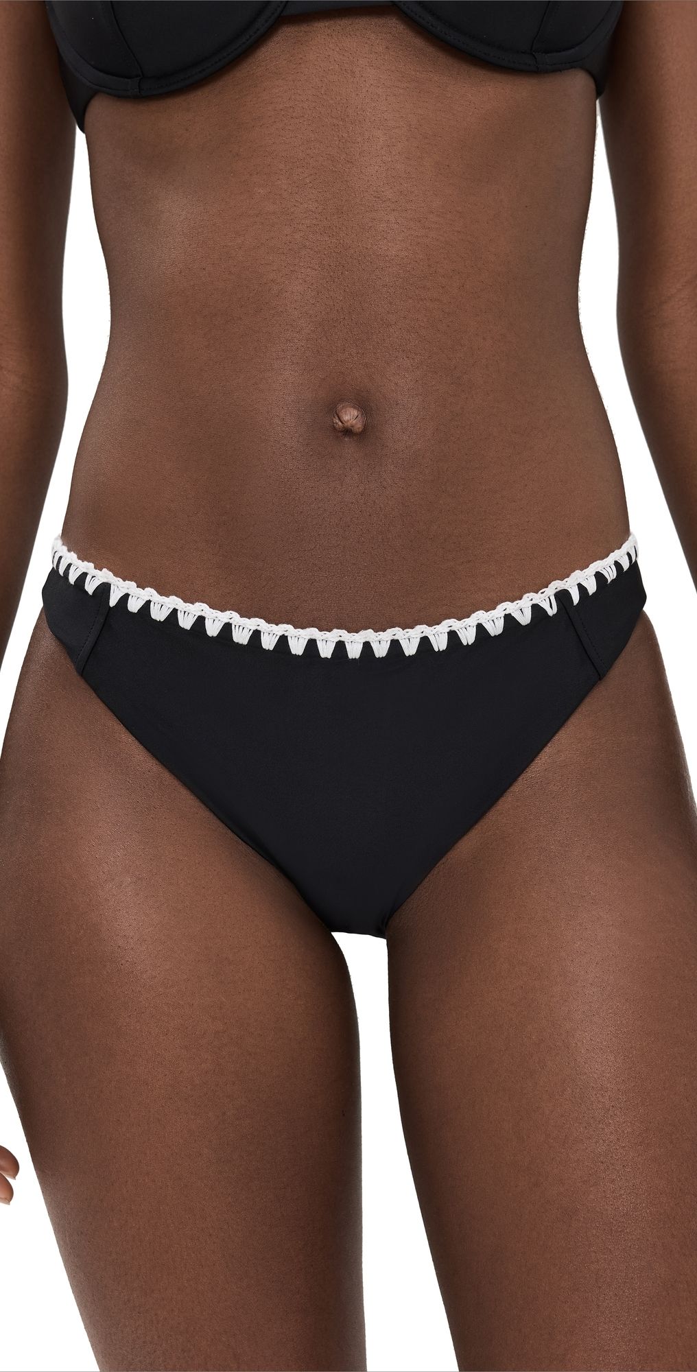 Ramy Brook Iliana Bikini Bottoms Black w/ White Crochet S