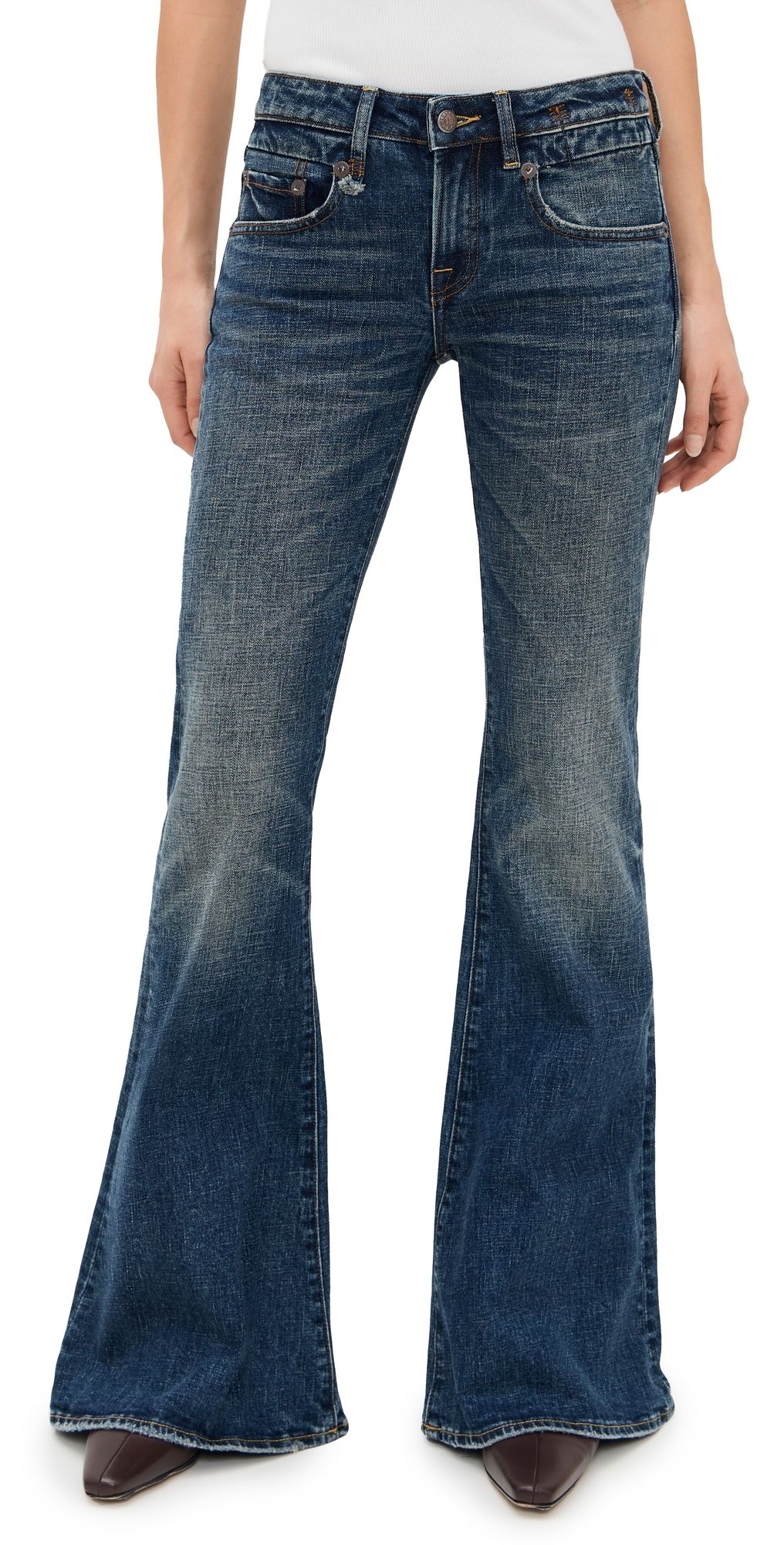 R13 Overflow Boy Flare Mire Blue Stretch 30