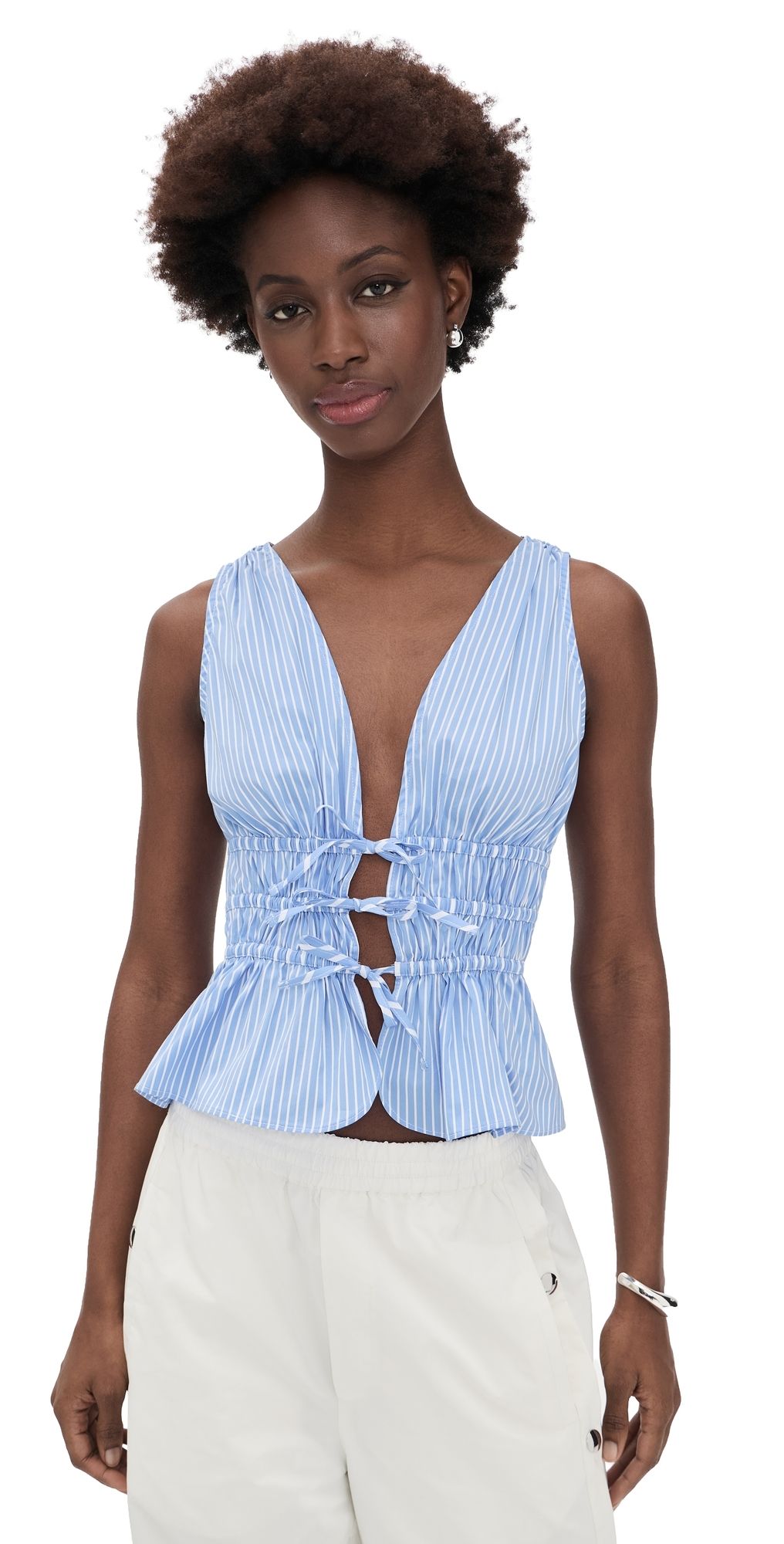 AKNVAS Eva Poplin Tie Top Blue Stripe 6