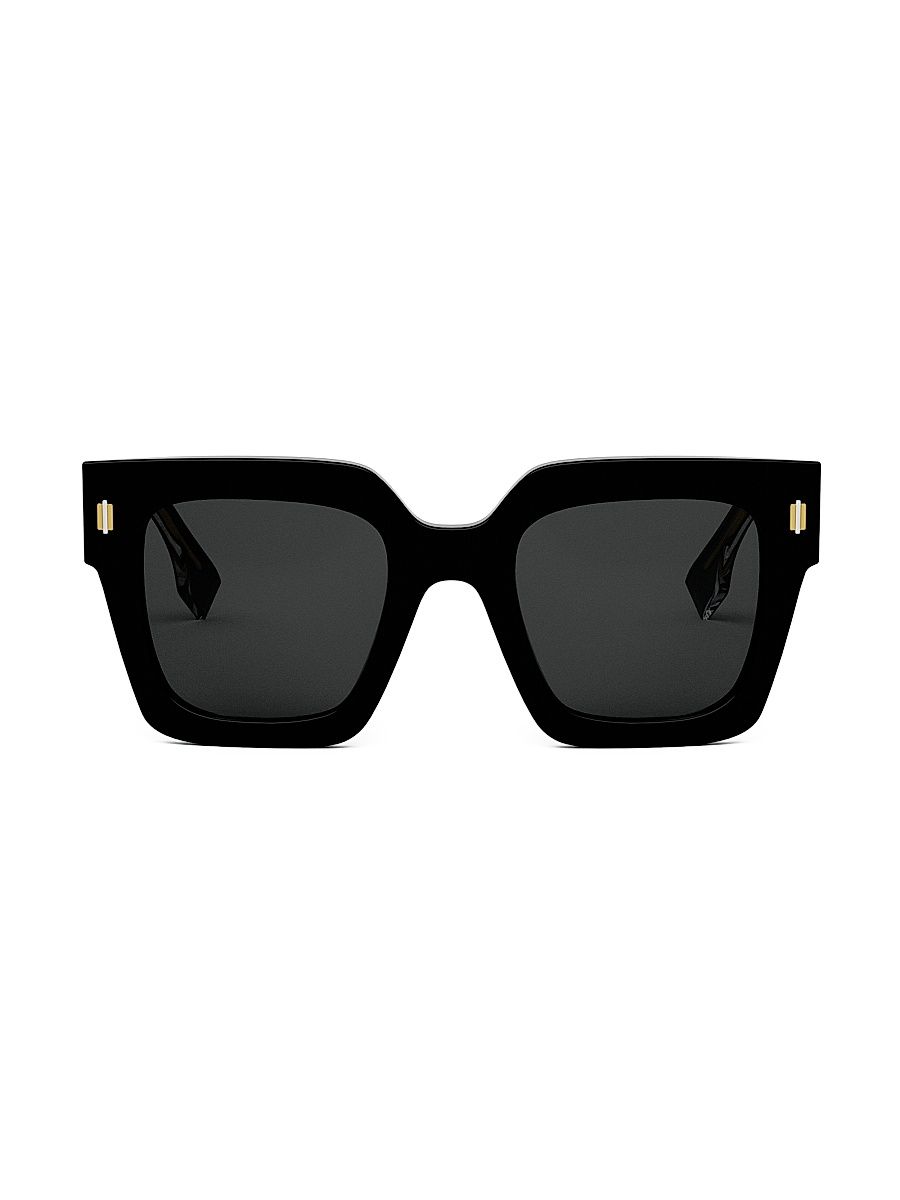 Women's Fendi Roma 50MM Square Sunglasses - Black Smoke