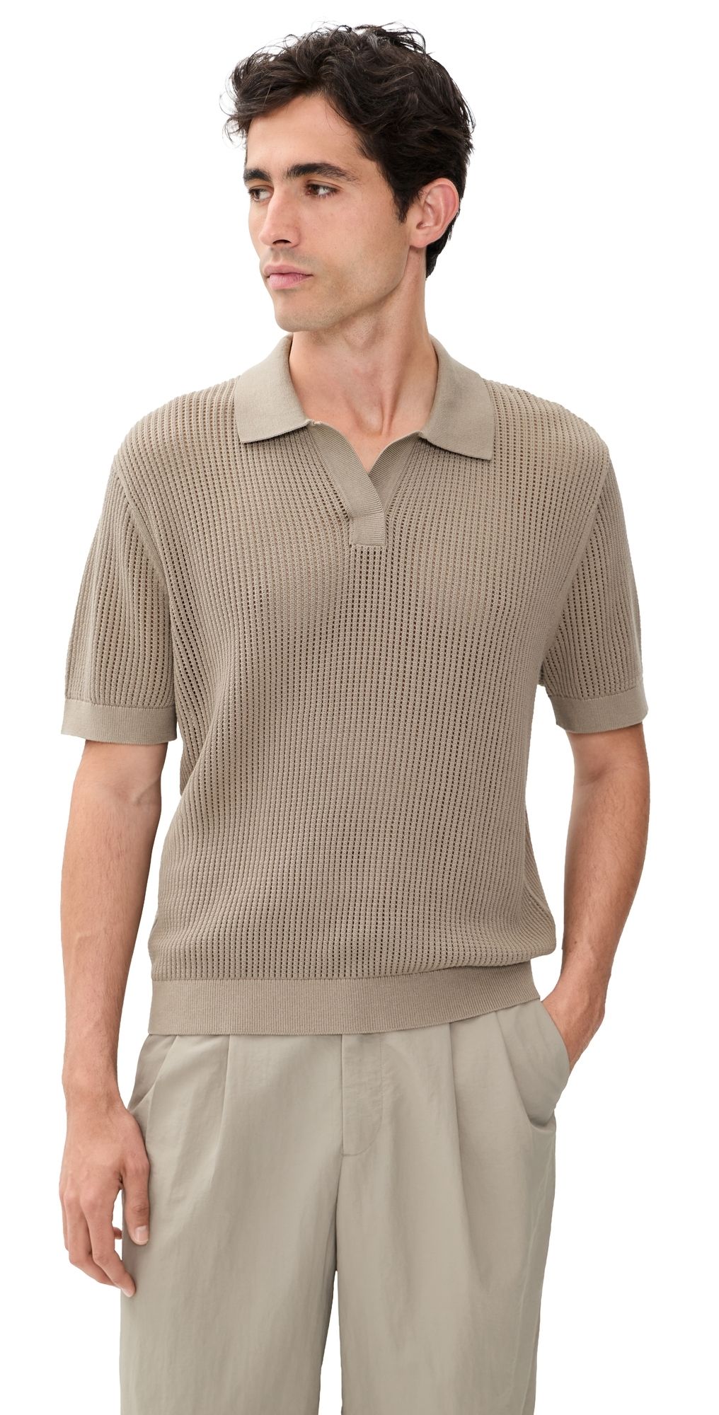 AUTO-REPLY Knit Mesh Polo Shirt Pumice M