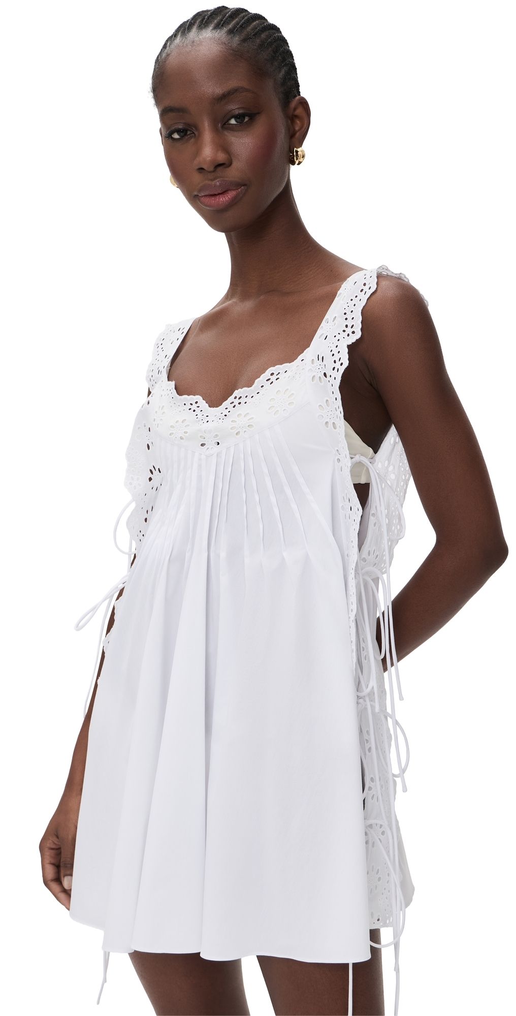 CAROLINE CONSTAS Lucilla Eyelet Mini Dress White M