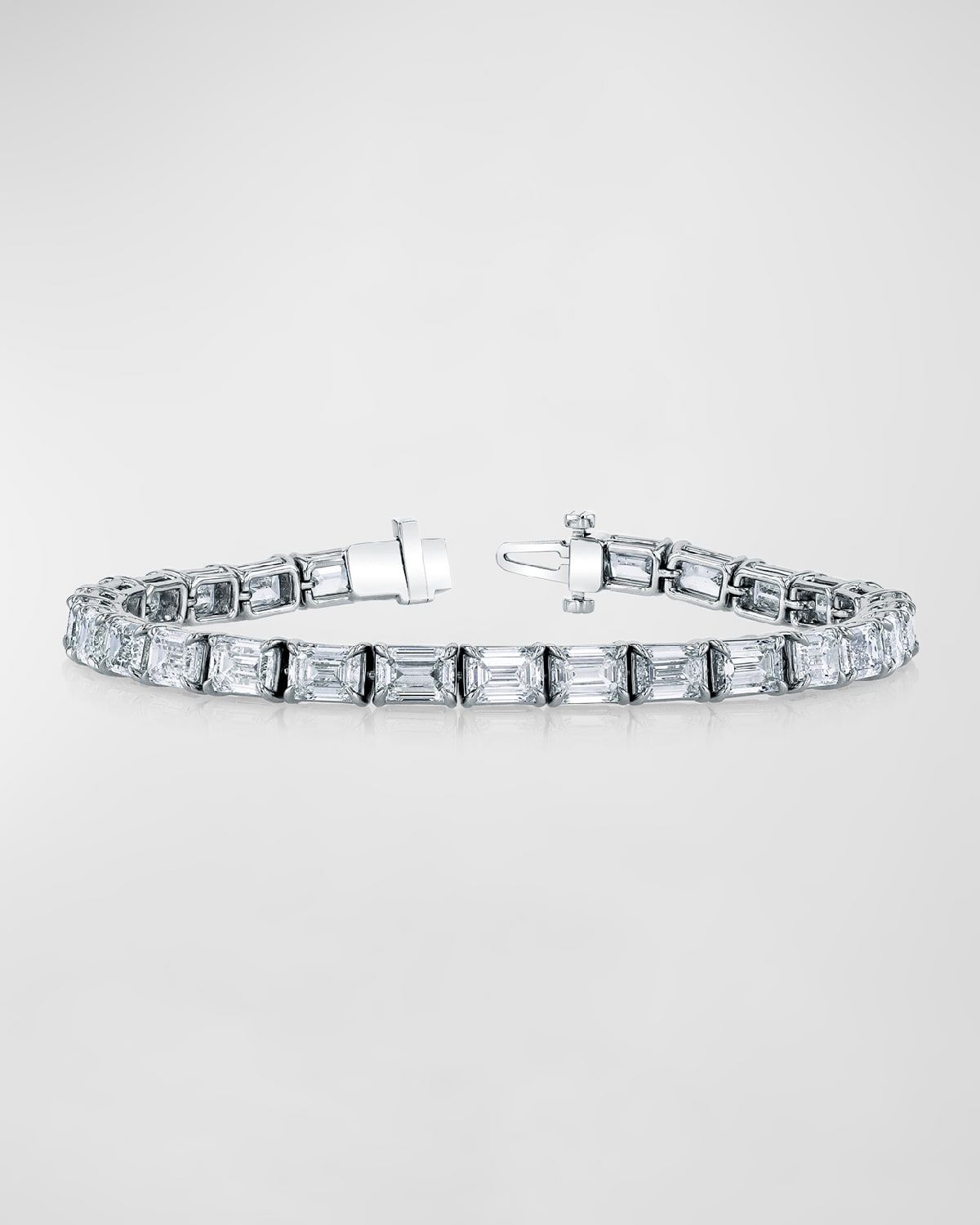Platinum East-West Prong-Set Diamond Tennis Bracelet, 7.05tcw, 7"L