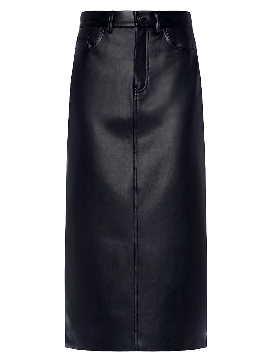 Women's Faux Leather Maxi Skirt - Black - Size 31