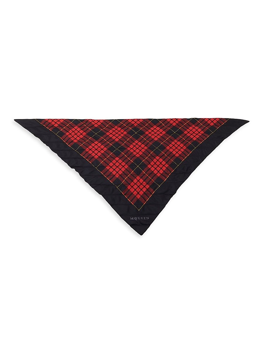 Women's Checked Silk Scarf - Black Red