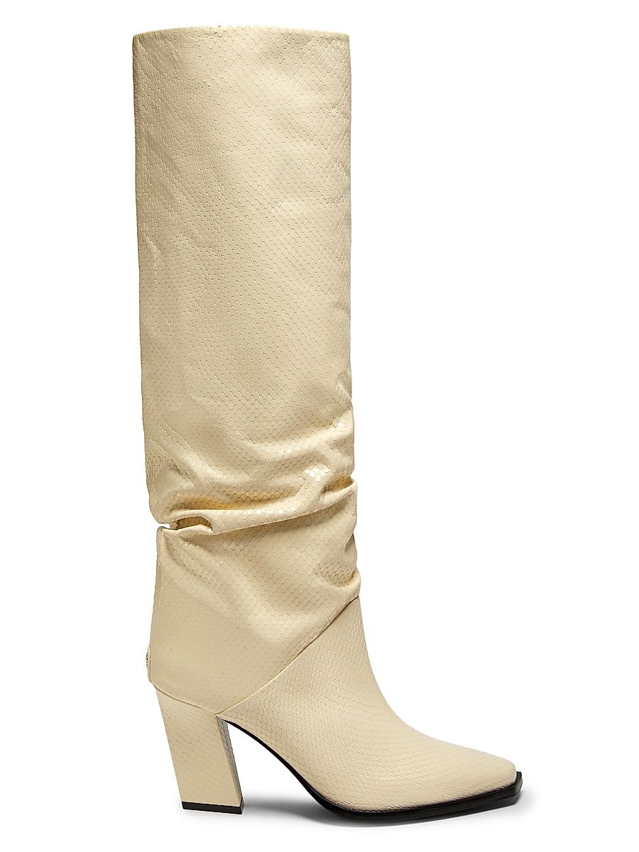 Women's Hart 85MM Printed Leather Knee Boots - Buttermilk - Size 11.5