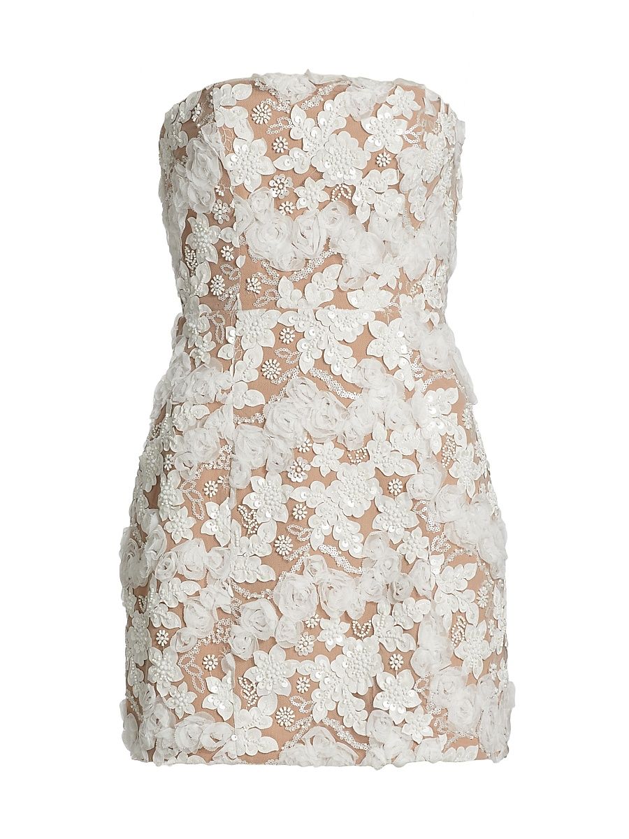 Women's Vonni Floral Lace Strapless Minidress - Ivory - Size XL
