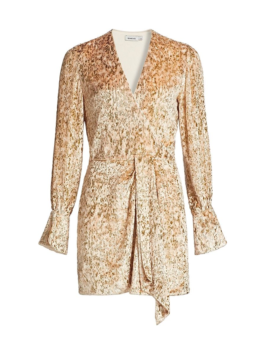 Women's Camryn Abstract Metallic Velvet Minidress - Blush Metallic - Size 0
