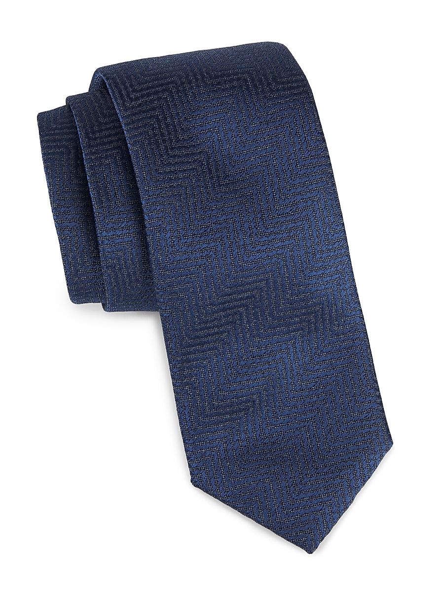 Men's Silk Geometric Tie - Blue