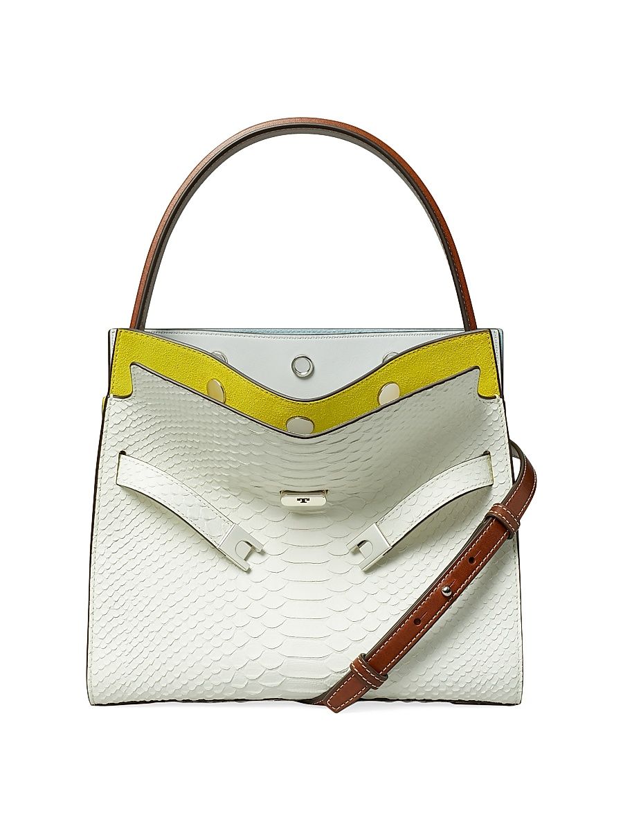Women's Large Lee Radziwill Snake Embossed Top Handle Bag - Blanc