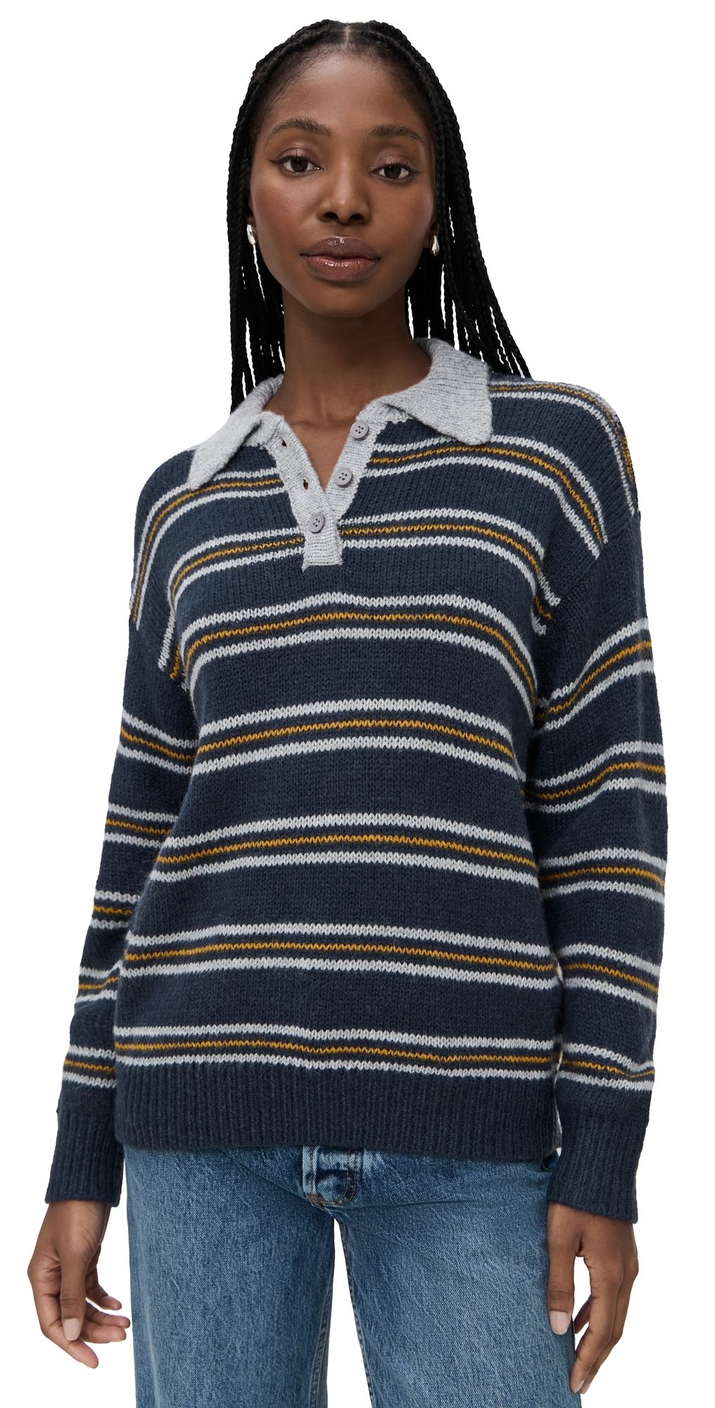 Line & Dot Sutton Striped Sweater Navy Multi S