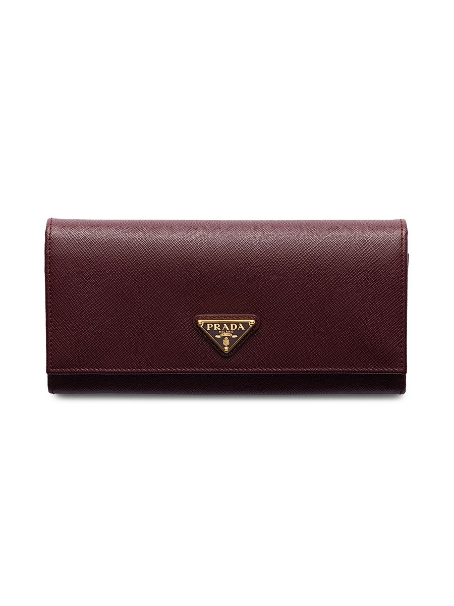 Women's Large Saffiano Leather Wallet - Dark Red
