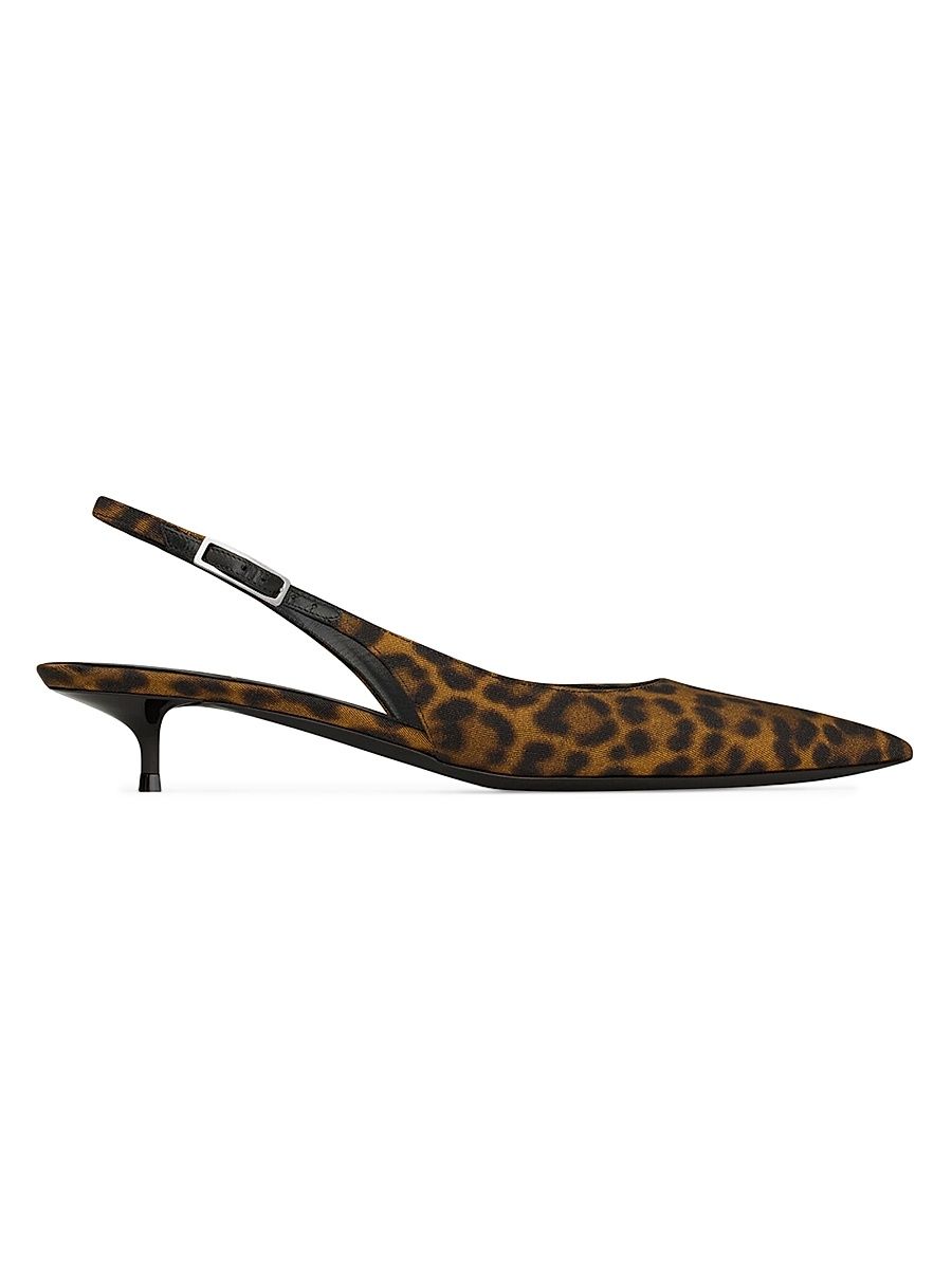 Women's Cherish Slingback Pumps In Leopard Grosgrain - Manto Naturale - Size 7