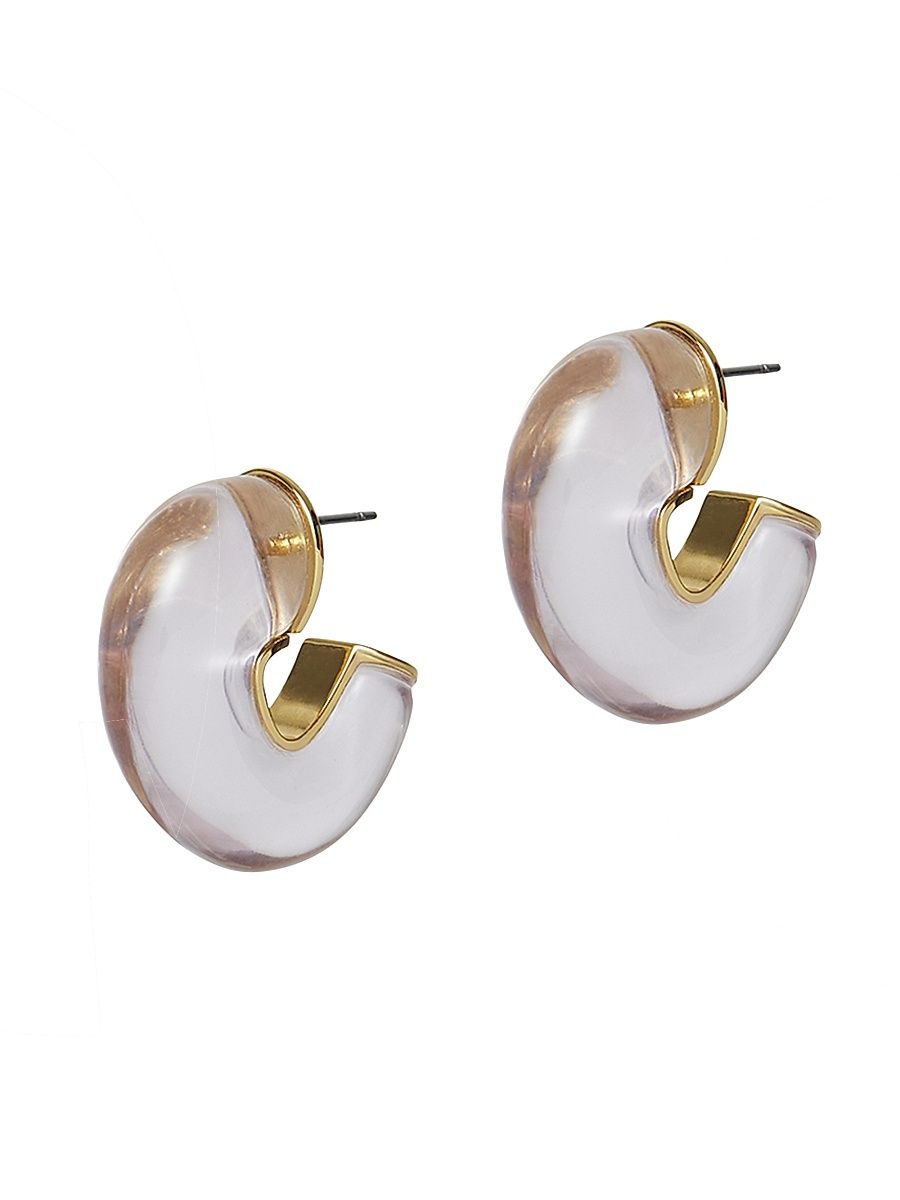 Women's Birthstone Resin & 14K-Gold-Plated Chunky Hoop Earrings - Grey
