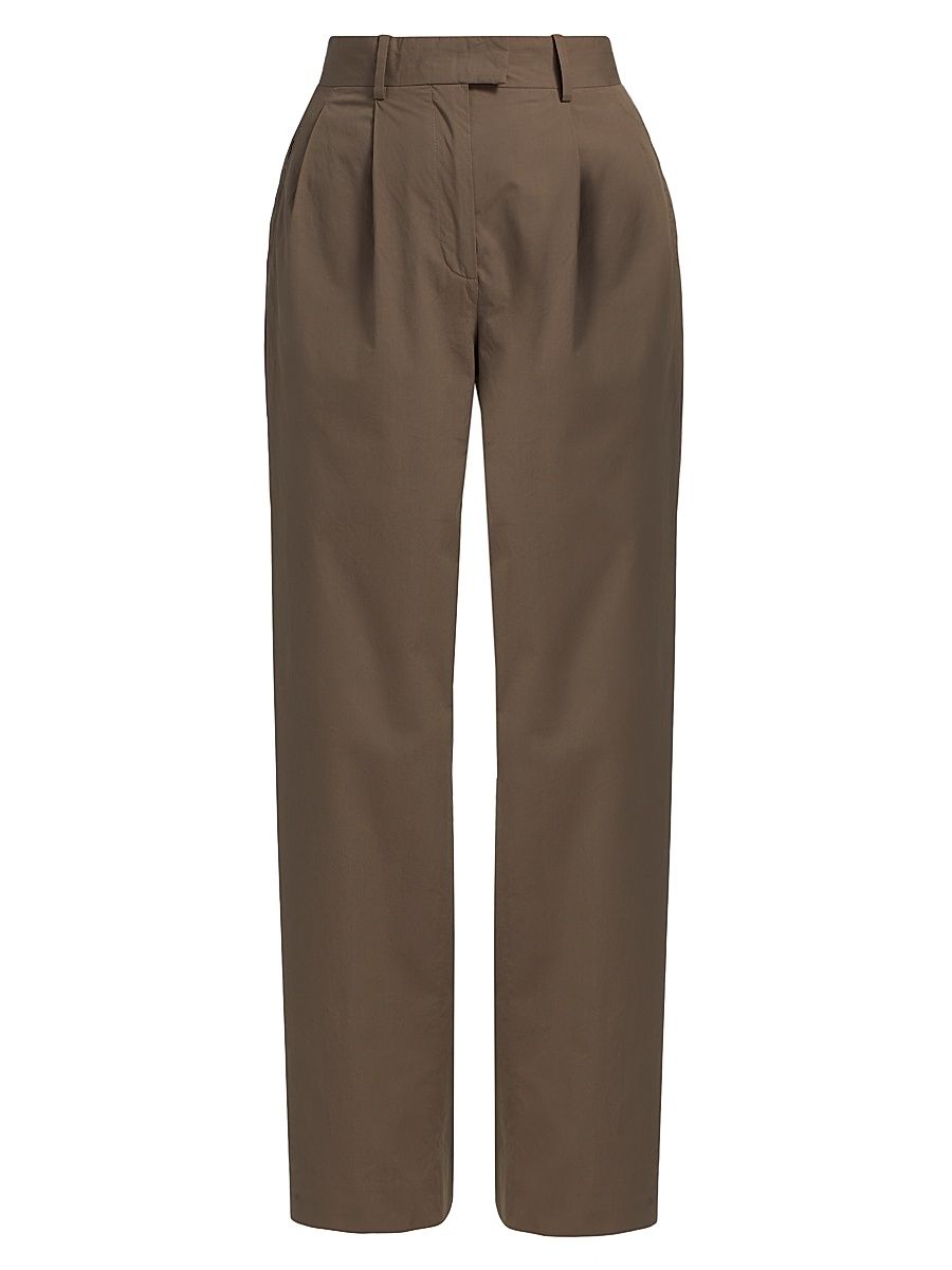 Women's Alfidis Pleat-Front Cotton Pants - Taupe - Size 6
