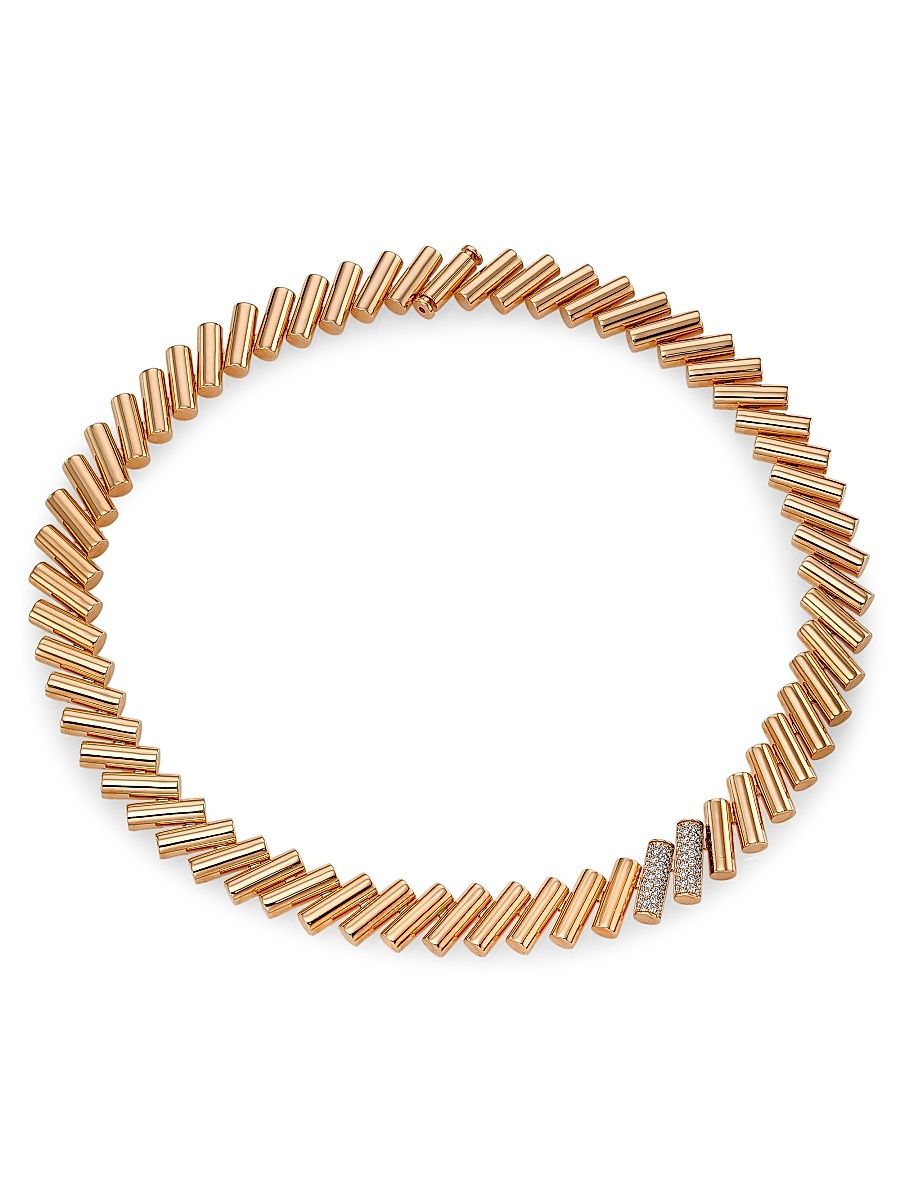 Roberto Coin Women's Domino 18K Rose Gold & 0.85 TCW Diamonds Necklace - Pink