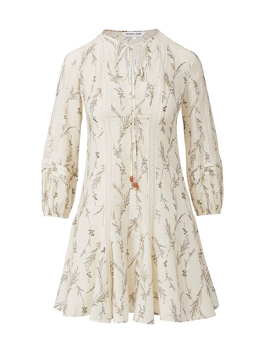 Women's Dominick Printed Cotton-Silk A-Line Minidress - Dove Multi - Size 14