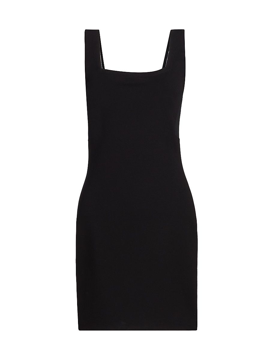 Women's Square Neck Mesh Panel Minidress - Black - Size XL