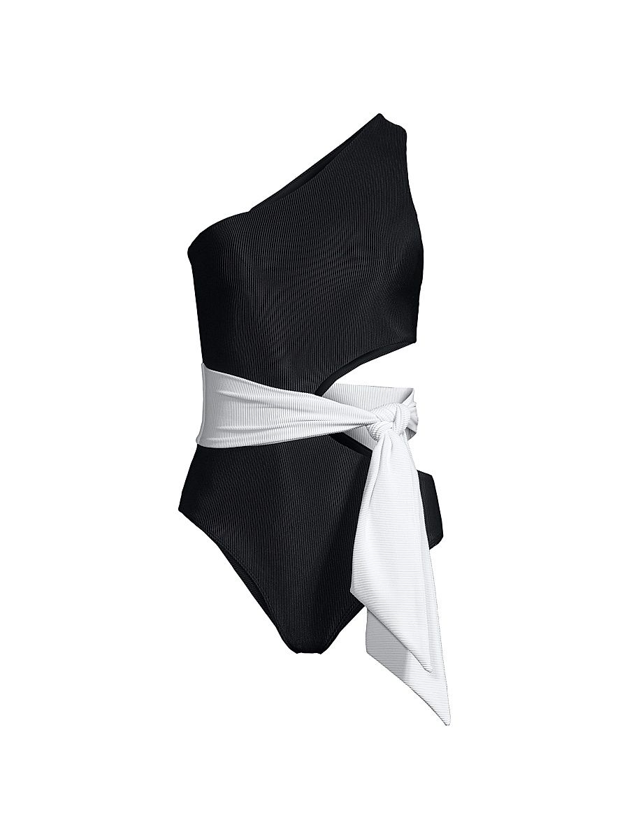 Women's Carlie One-Piece Swimsuit - Black White - Size Large