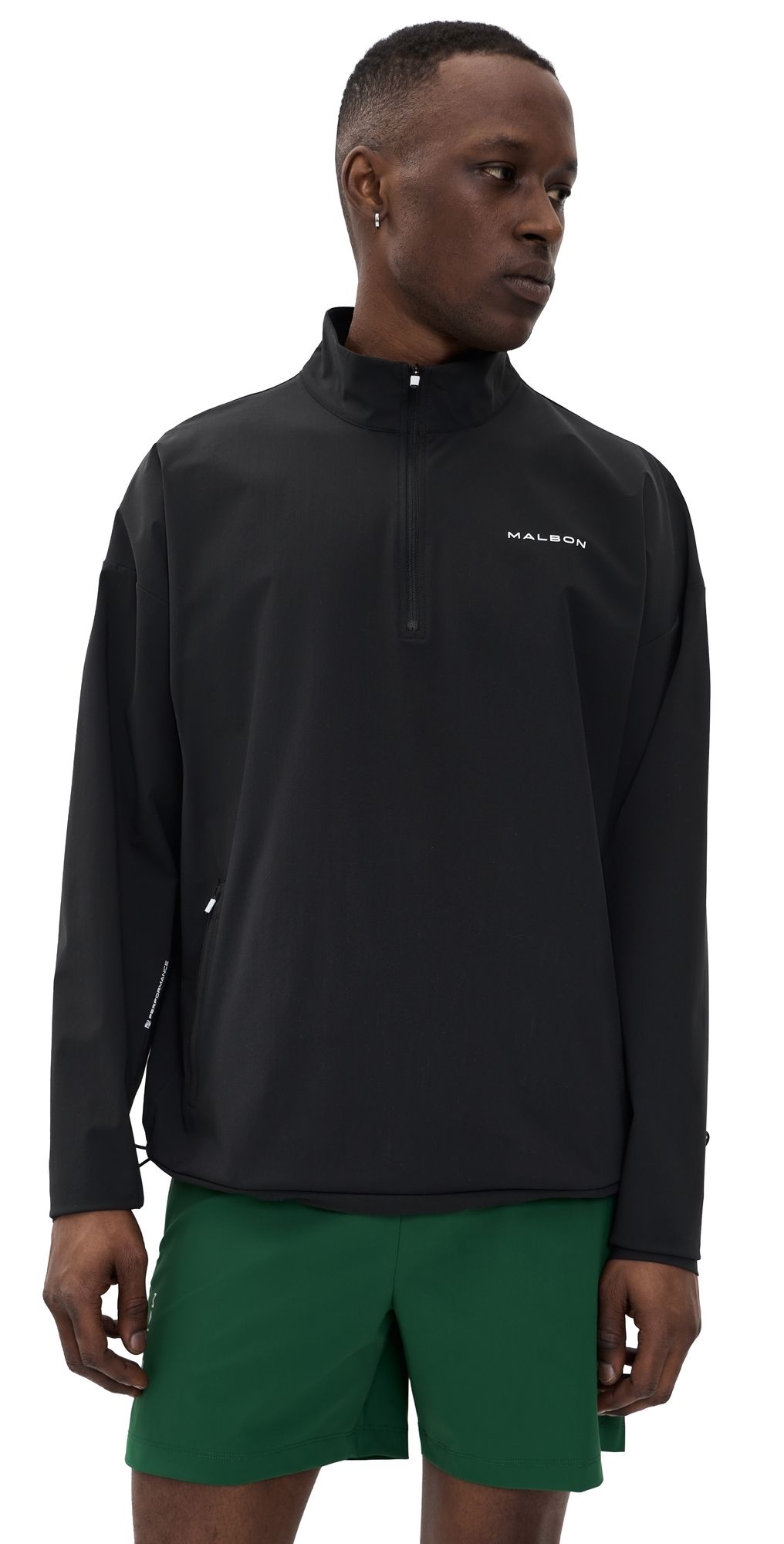Malbon Golf Performance Quarter Zip Shell Pullover Black S