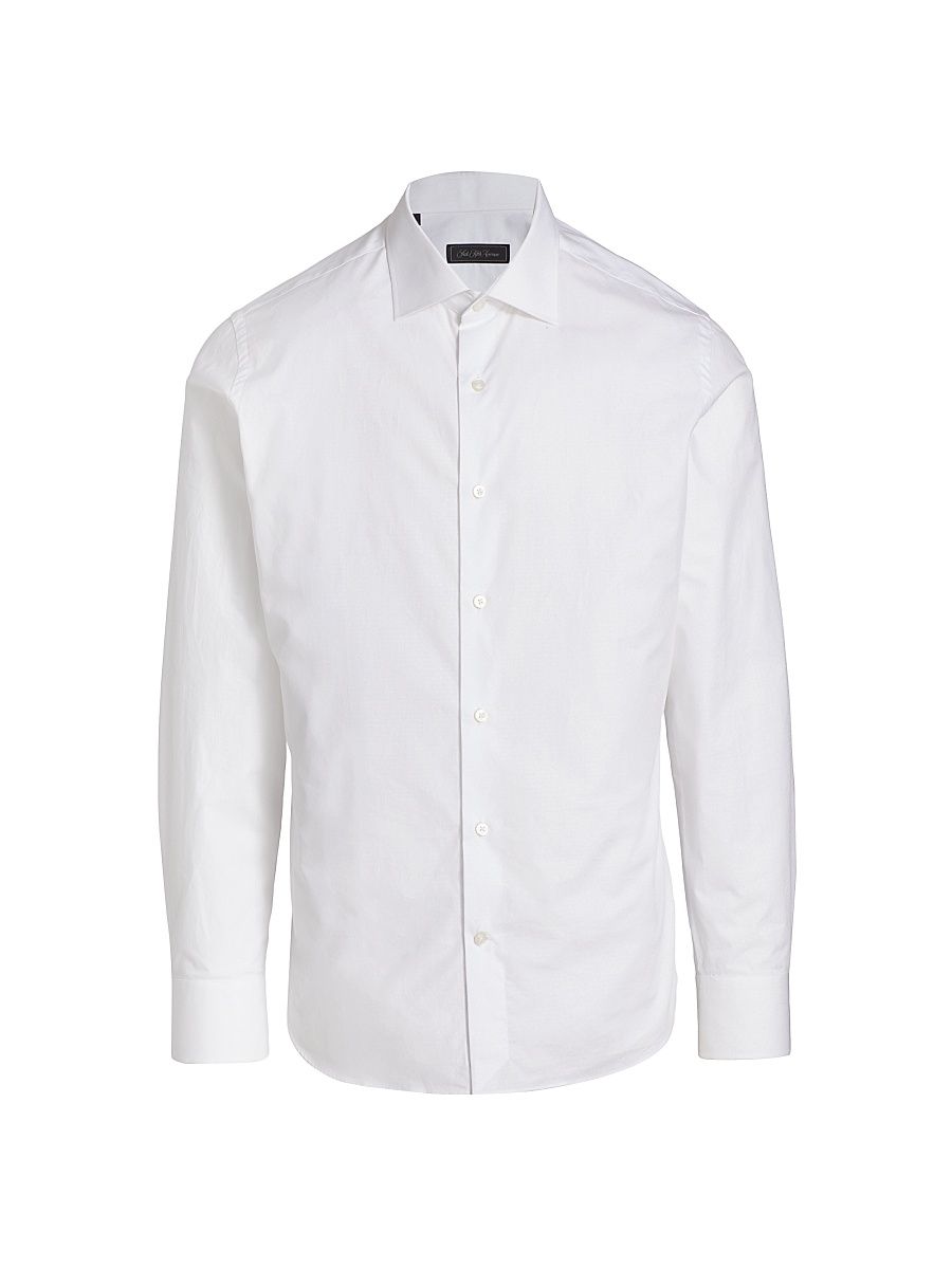 Men's COLLECTION Micro Tonal Dot Dress Shirt - Bright White - Size 15