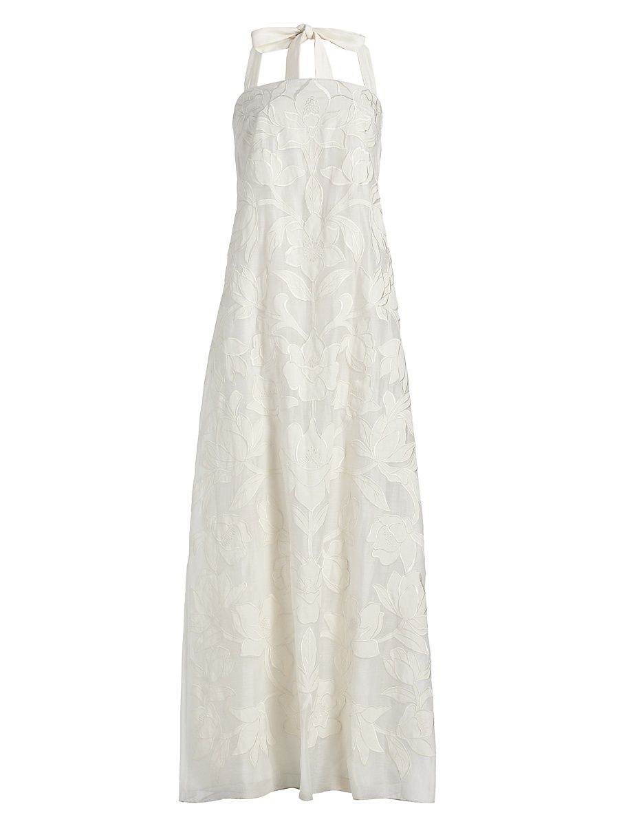 Women's Amal Floral Lace A-Line Gown - Alabaster - Size Large