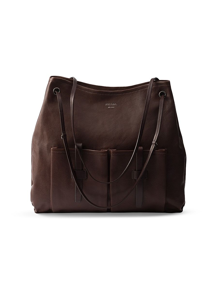 Women's Route Large Leather Shoulder Bag - Brown