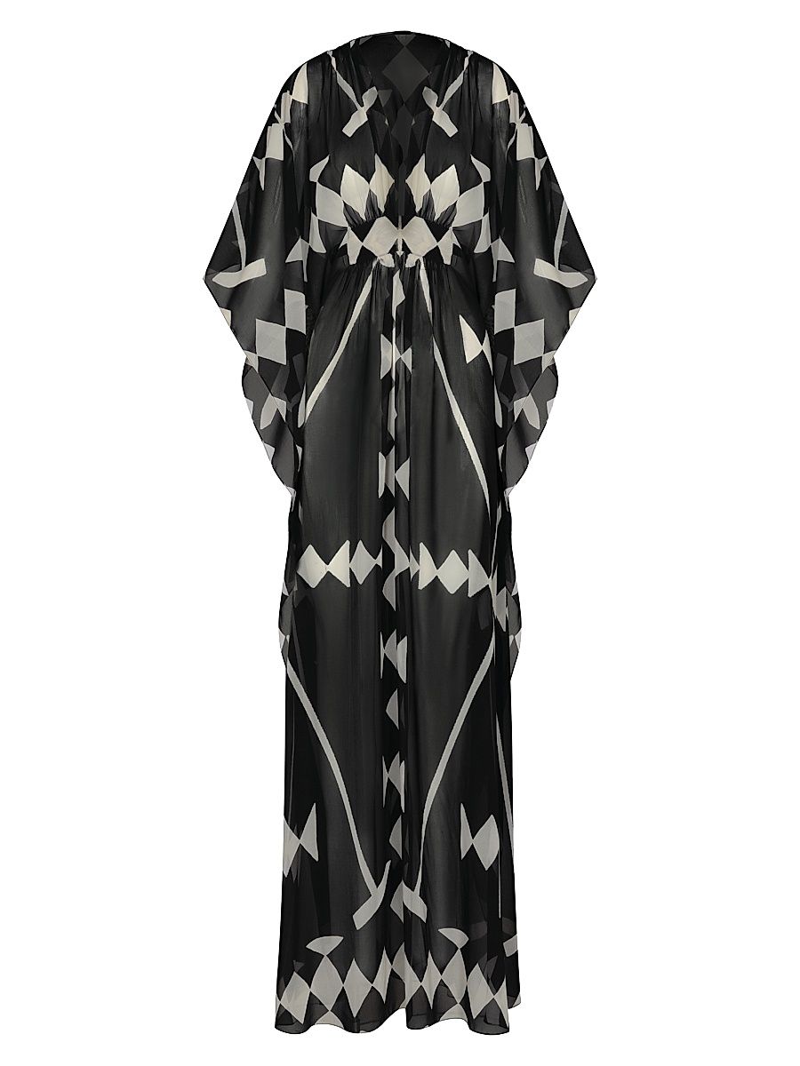 Women's Secret Garden Cover-Up Maxi Dress - Black Ecru - Size 6