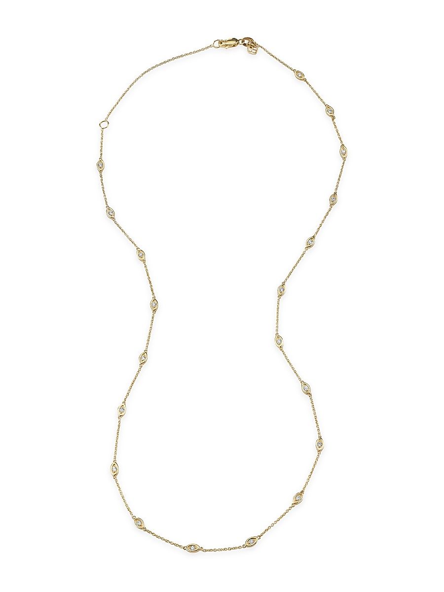 Women's 14K Yellow Gold & 0.15 TCW Diamond Marquise Station Necklace - Yellow Gold