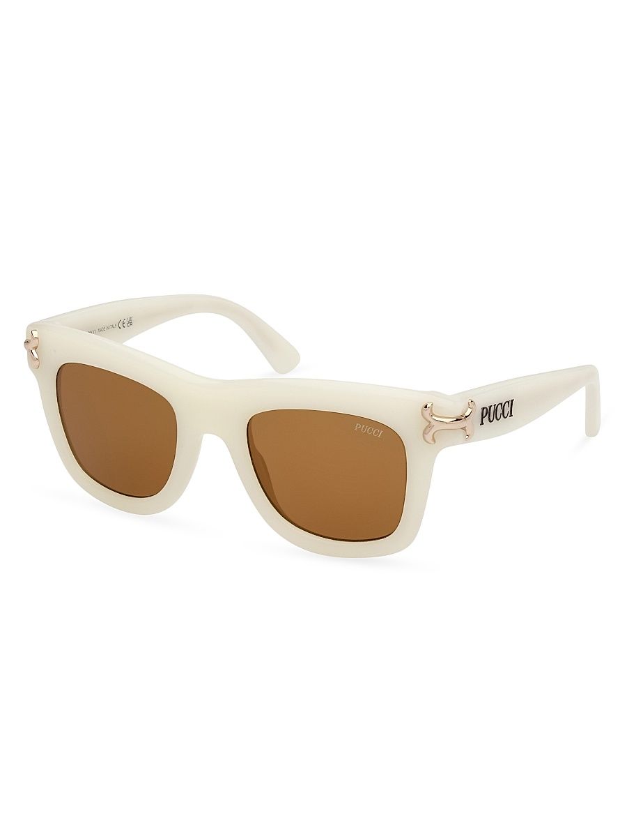 Women's Pucci 50MM Logo-Detailed Square Sunglasses - Ivory Brown