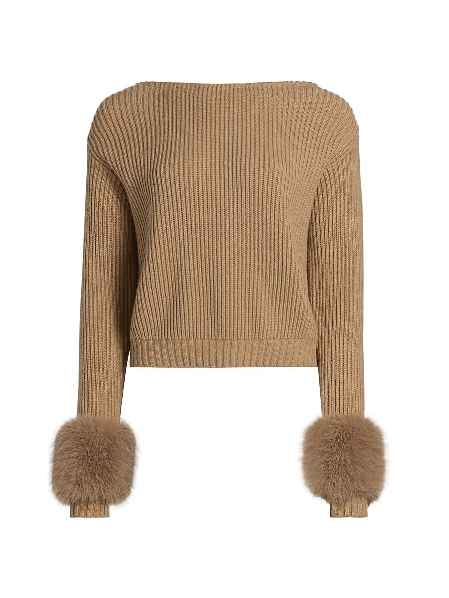 Women's Lisa Ribbed Wool-Blend Sweater - Camel - Size XL