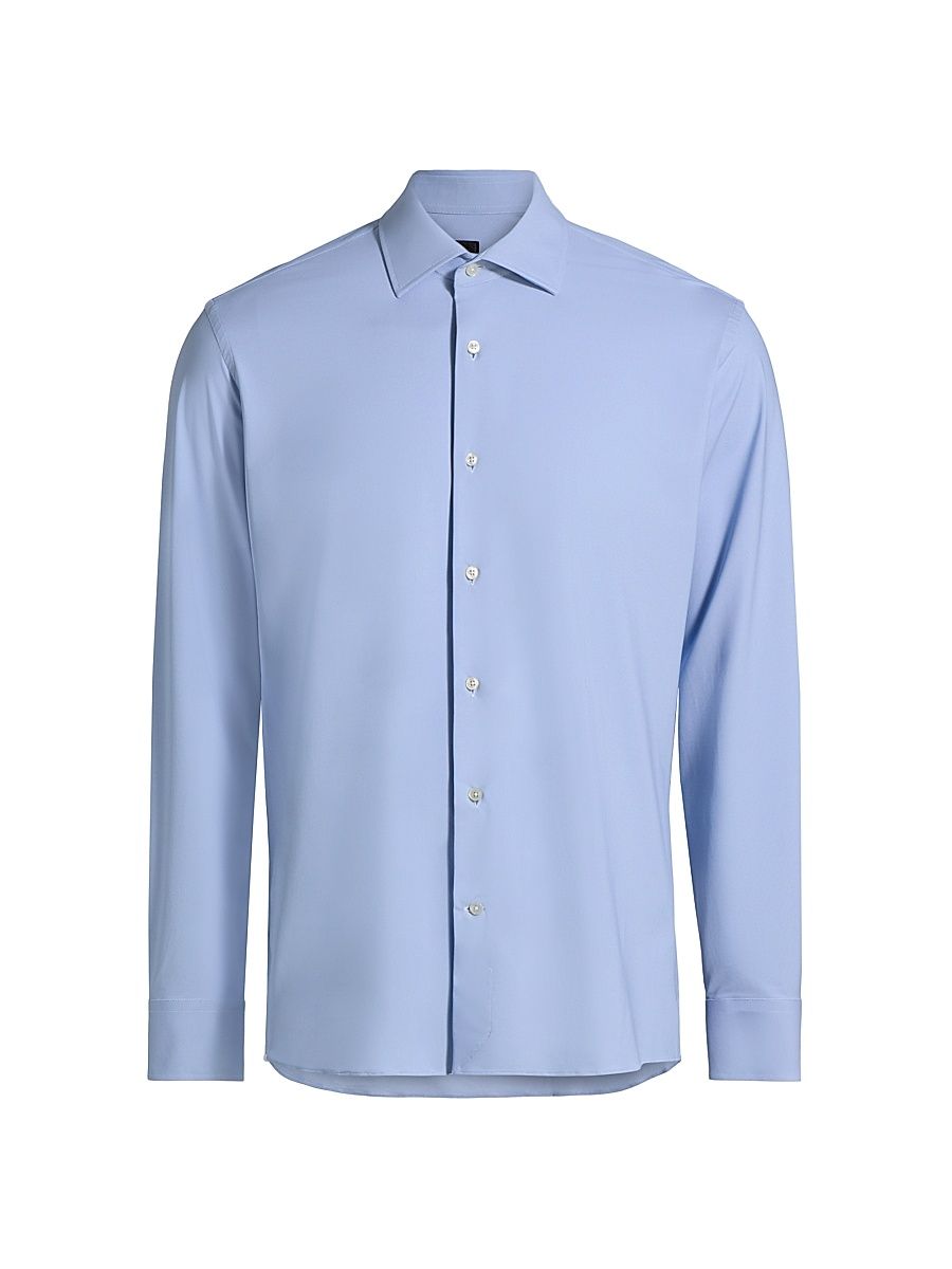 Men's COLLECTION Micro Structure Active Shirt - Light Blue - Size 18