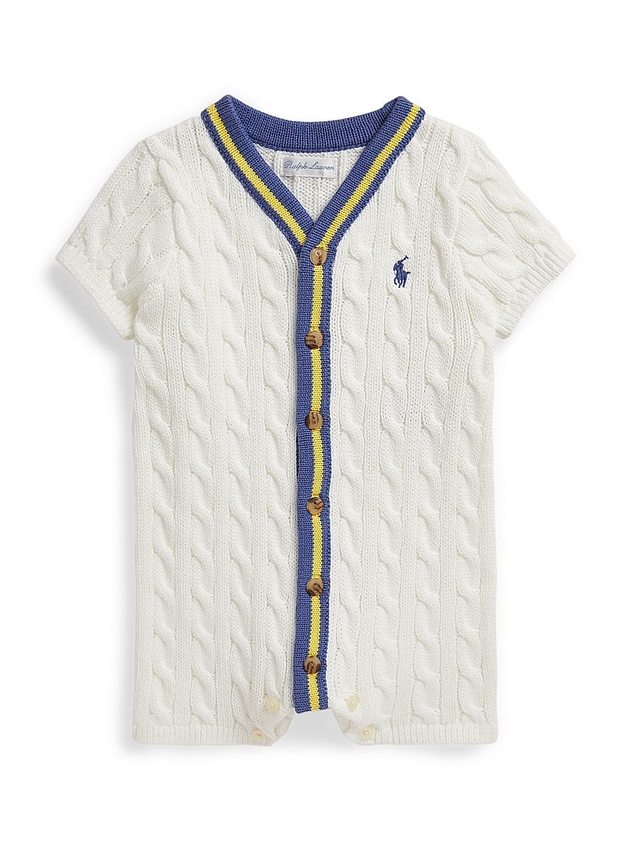 Baby Boy's Cricket Cotton Knit Shortall - Deckwash White - Size 9 Months