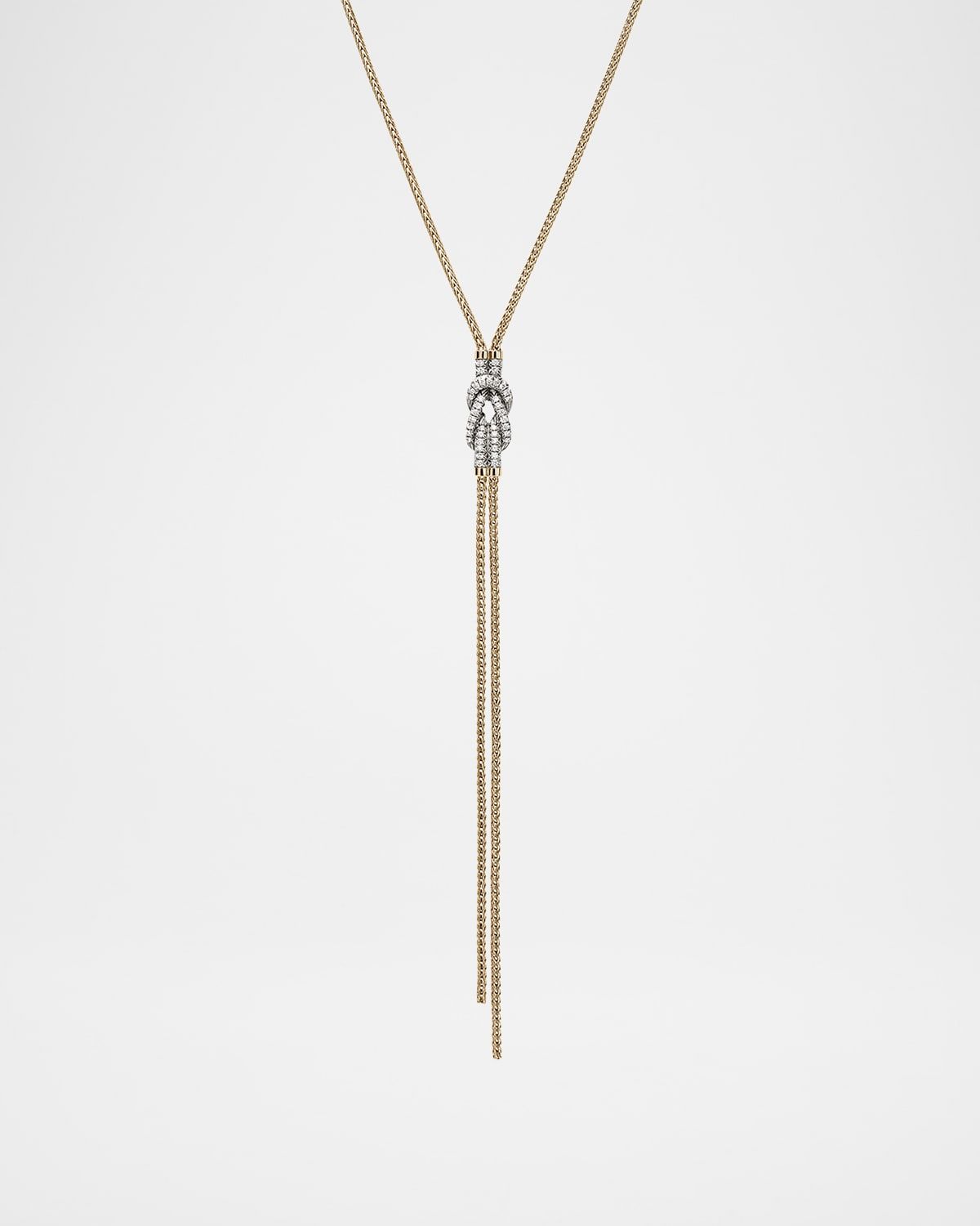 14K Pave Love Knot Y Necklace