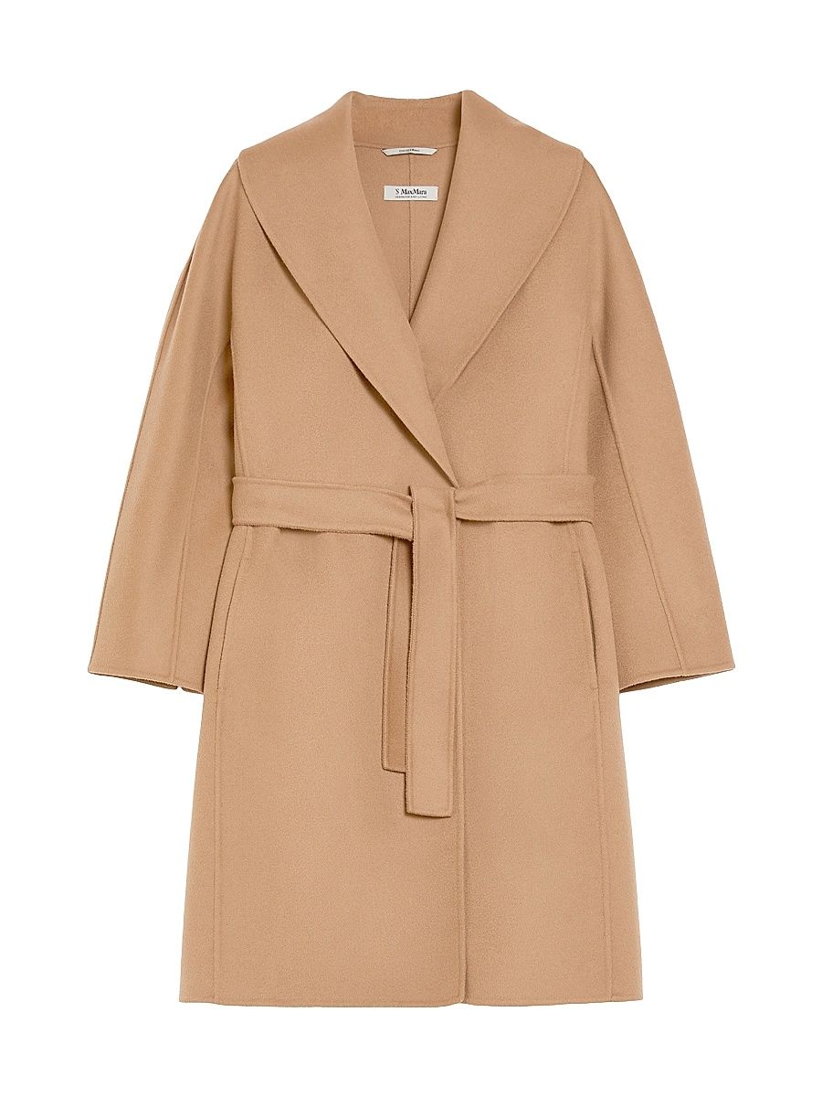 Women's Double Faced Wool Robe Coat - Camel - Size 8