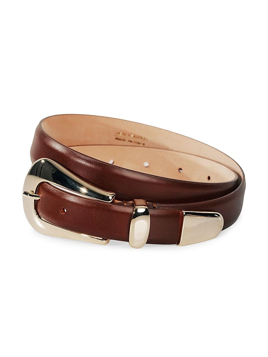 Women's Colette Leather Belt - Mahogany Pale Gold - Size XL