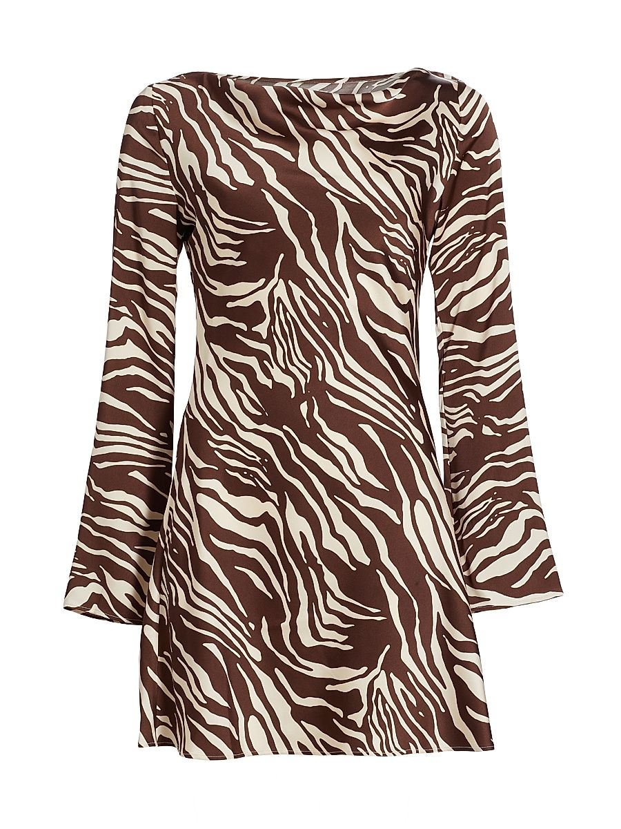 Women's Pike Zebra Satin Long-Sleeve Minidress - Stampede - Size XL