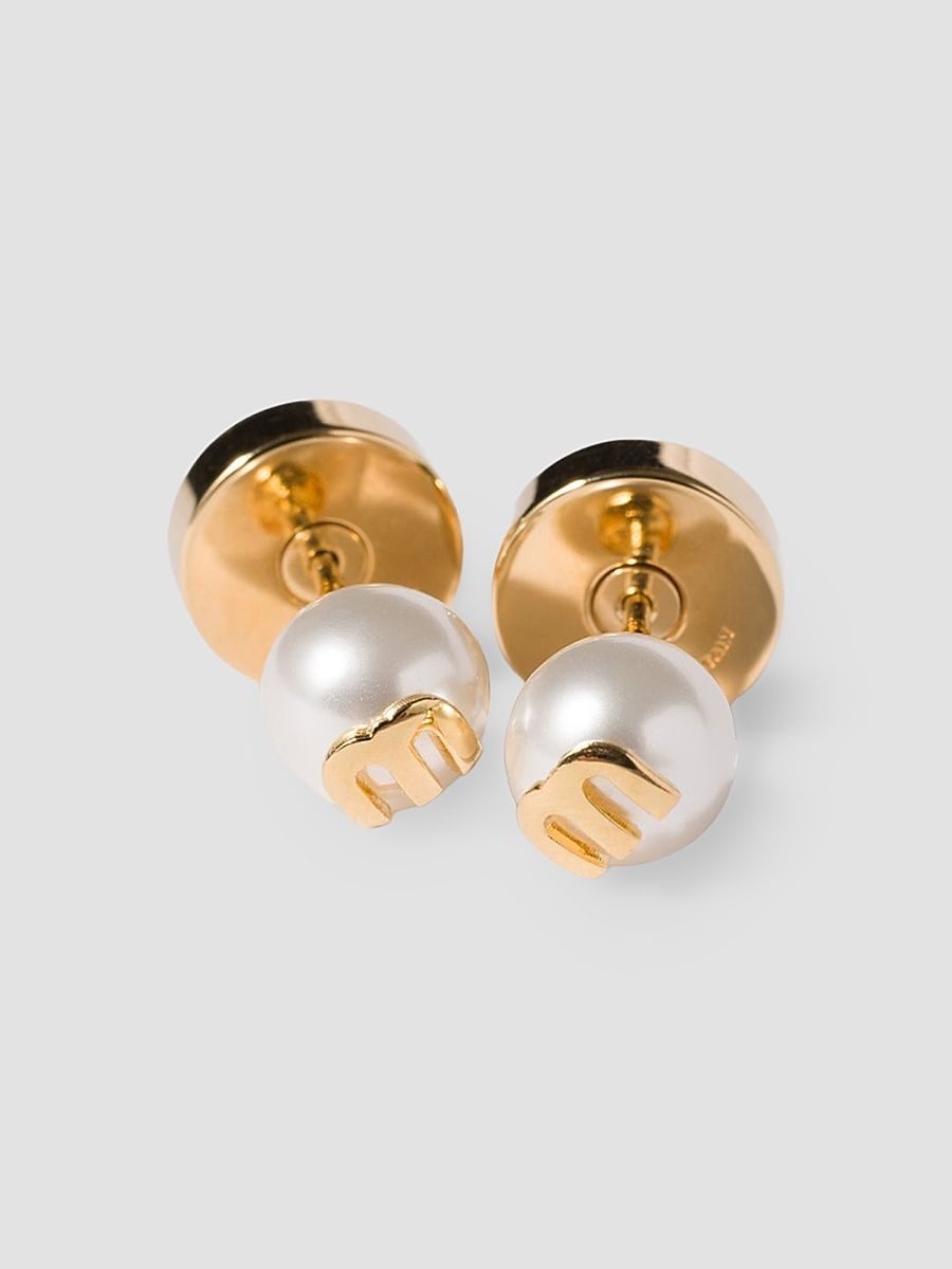 Women's Metal and Pearl Earrings - Gold