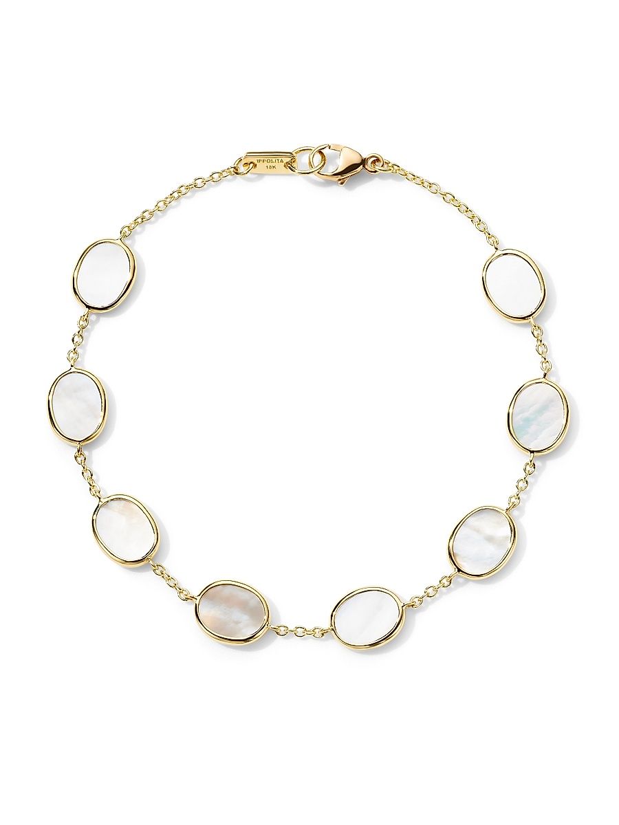 Women's Confetti 18K Yellow Gold & Mother-Of-Pearl Station Bracelet - Yellow Gold - Size 7.25