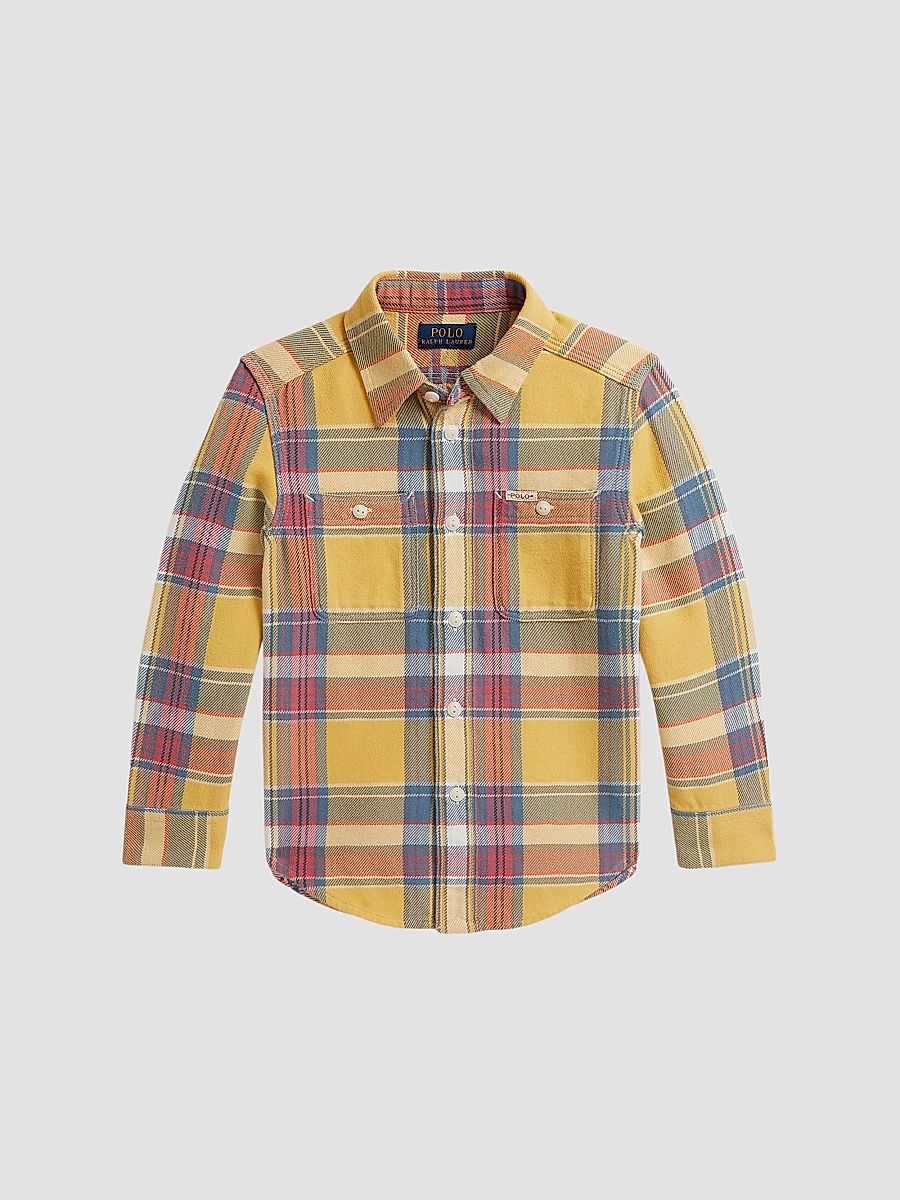 Little Boy's & Boy's Plaid Workshirt - Dusty Blue Red - Size 18