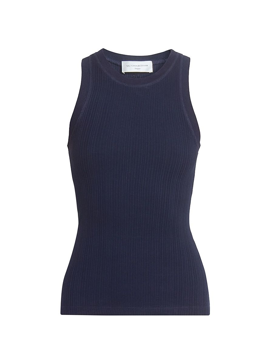 Women's Cotton Rib-Knit Tank - Navy - Size XS