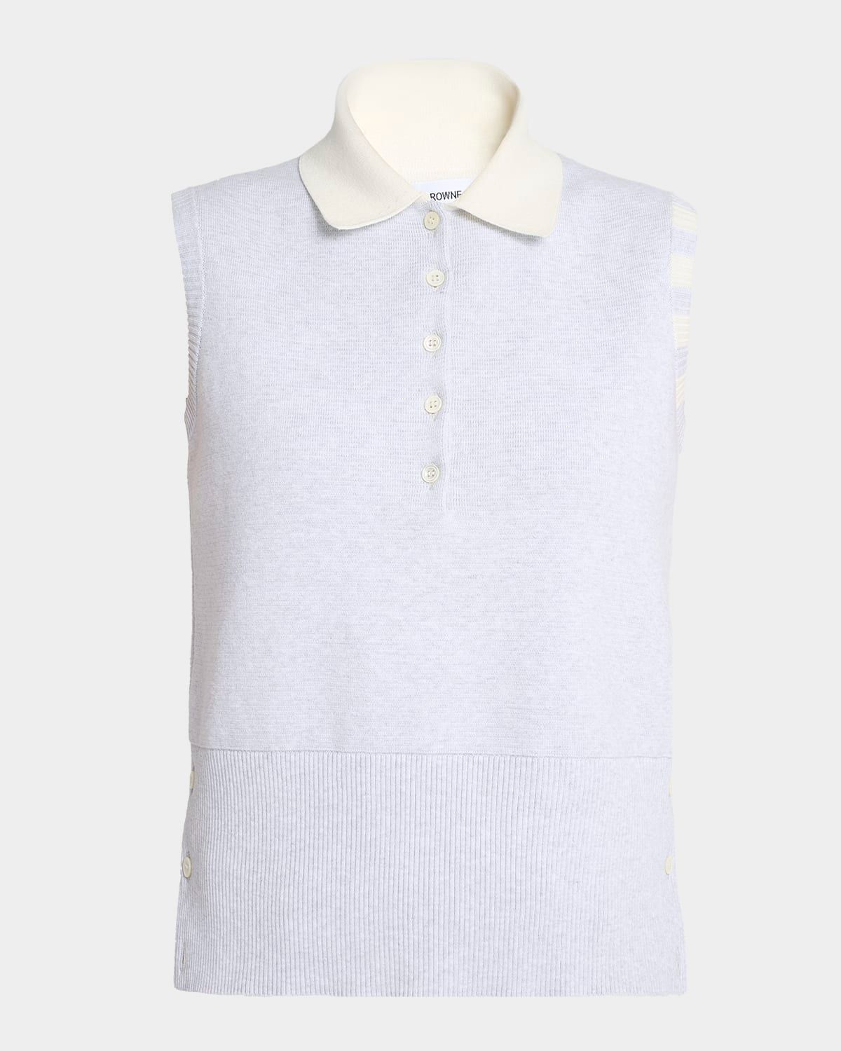 Milano Stitch Sleeveless Polo Sweater