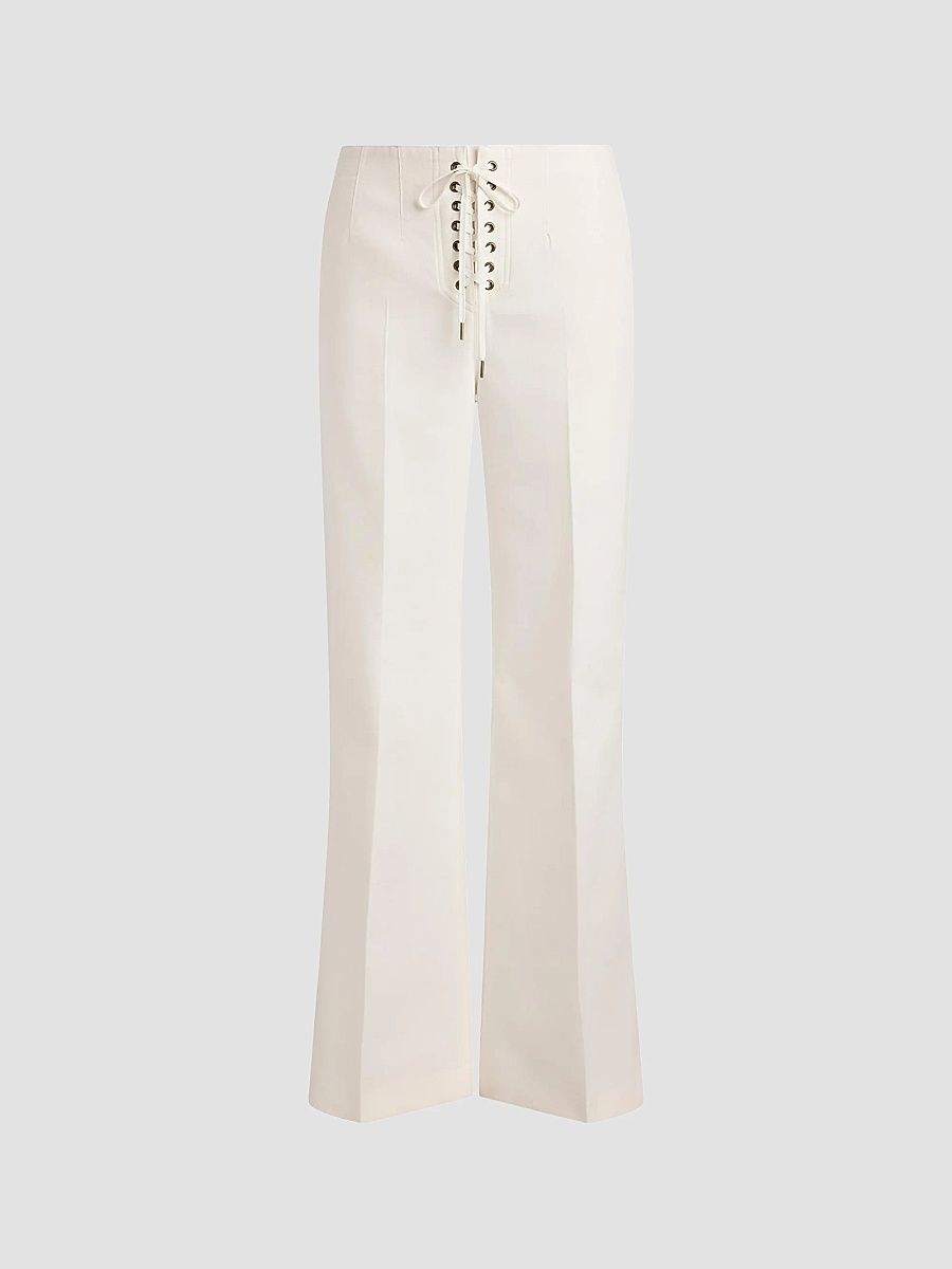 Women's Beaton Cotton-Wool Lace-Up Pants - Cream - Size 8