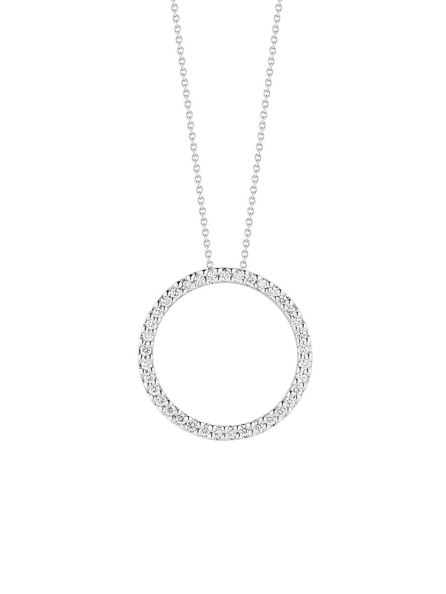 Women's Tiny Treasures Diamond & 18K White Gold Small Circle Pendant Necklace - White Gold