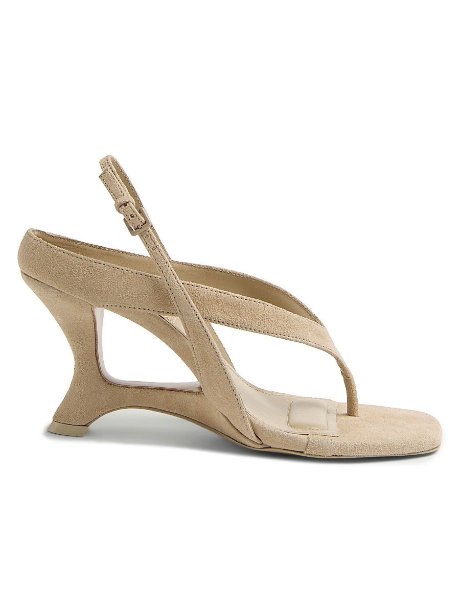 Women's Darya 80MM Leather Wedge Sandals - Desert - Size 11