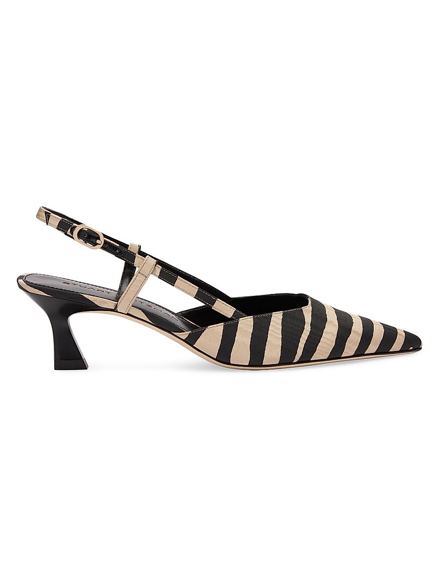 Women's Vinnie 50MM Zebra Slingback Pumps - Cream Smoke - Size 9.5